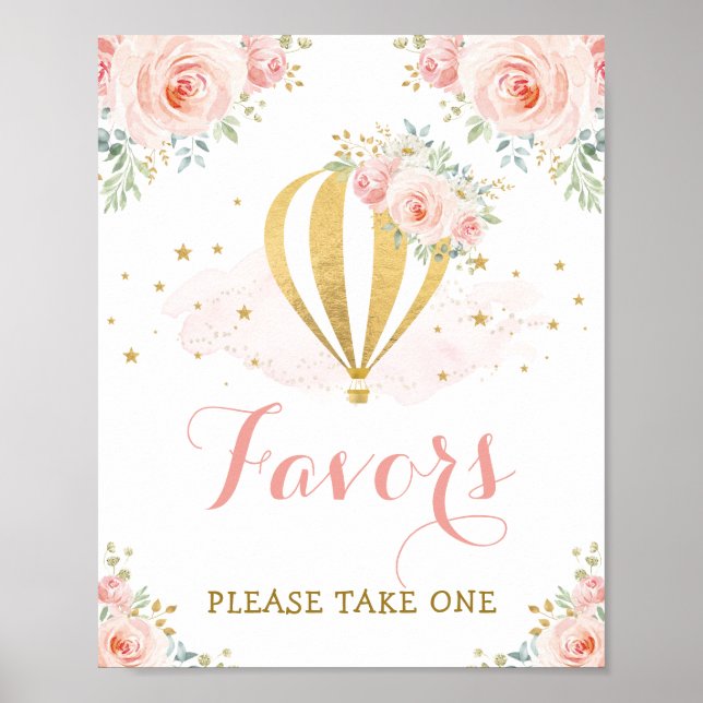 Favoriten - Nehmen Sie eine / Floral Hot Air Ballo Poster (Vorne)