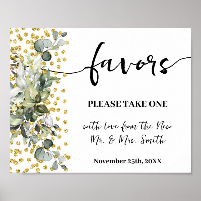 Favoriten Party Wedding Brautparty Eukalyptus Gold Poster (Vorne)