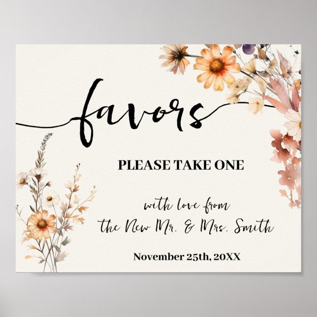 Favoriten Party Wedding Brautparty Fall Wildblume Poster (Vorne)