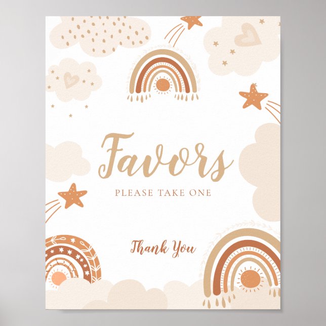 Favoriten-Schild Boho Rainbows Baby Shower-Zeichen Poster (Vorne)