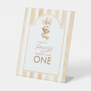 Favoriten Süßer Teddybär Beige Streifen Babyparty Sockelschild