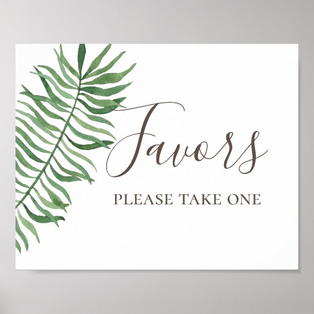 Favoriten. Wasserfarbene tropische Palmen Hochzeit Poster (Vorne)