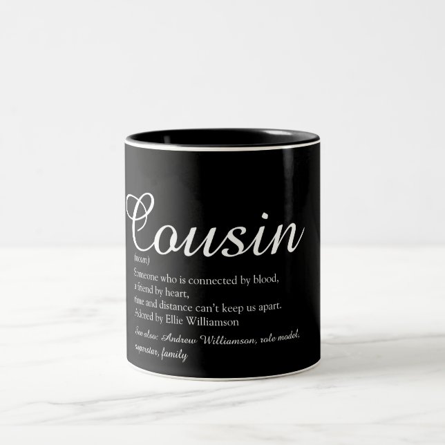 Favoritendefinitionsskript schwarz und weiß zweifarbige tasse (Mittel)