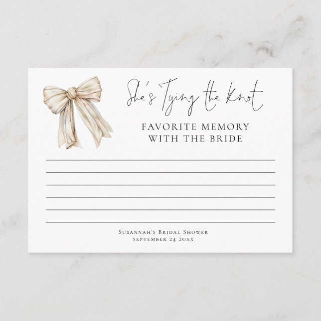 Favoritenspeicher mit Brillencreme-Bow-Brautparty Karte (Vorderseite)