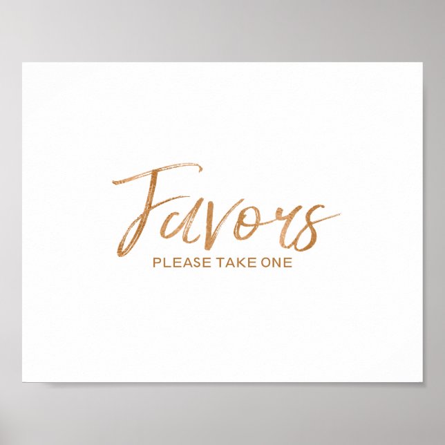 Favors 8x10 Stilvolle Rose Gold Wedding Sign Poster (Vorne)
