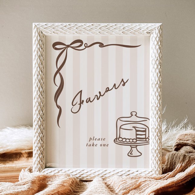Favors Bebe Cafe Brown Bow Handdrawn Cake Poster (Von Creator hochgeladen)