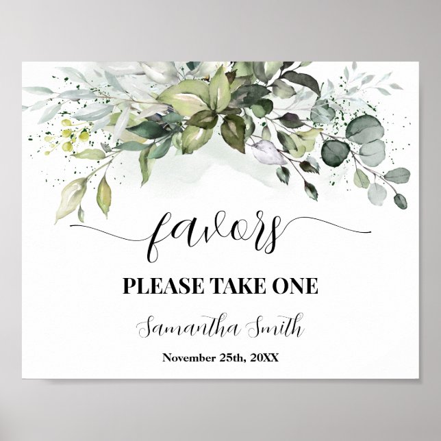 Favors Greenery Eucalyptus Baby Duschzeichen Poster (Vorne)