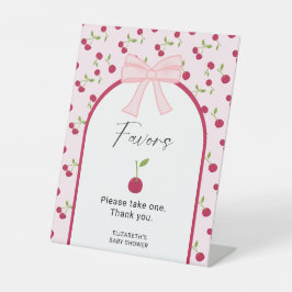 Favors Sign Cherry on Top Coquette Baby Shower  Sockelschild