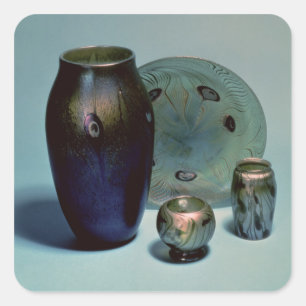 Favrile Platte und Vasen Tiffanys Quadratischer Aufkleber