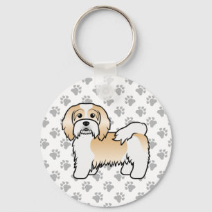Fawn And White Havanese Cute Cartoon Dog Schlüsselanhänger