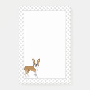 Fawn Boston Terrier Niedlich Cartoon Dog & Paws Post-it Klebezettel