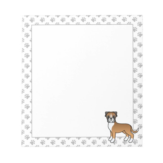 Fawn Boxer Niedlich Cartoon Dog Notizblock (Vorderseite)