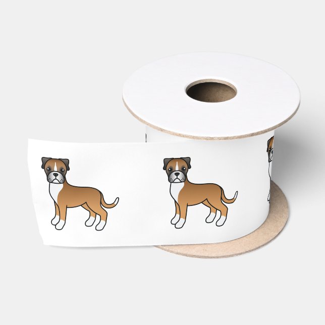 Fawn Boxer Niedlich Cartoon Dog Satinband (Spule)