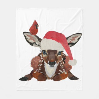 FAWN & CARDINAL CHRISTMAS  FLEECEDECKE