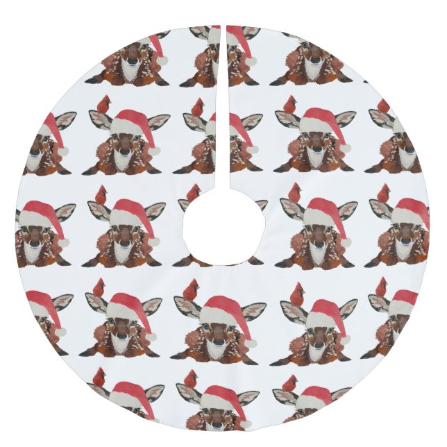 FAWN & CARDINAL CHRISTMAS POLYESTER WEIHNACHTSBAUMDECKE (Vorderseite)