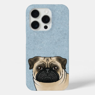 Fawn Color Mops züchten Hundegesicht Nah auf blau Case-Mate iPhone Hülle