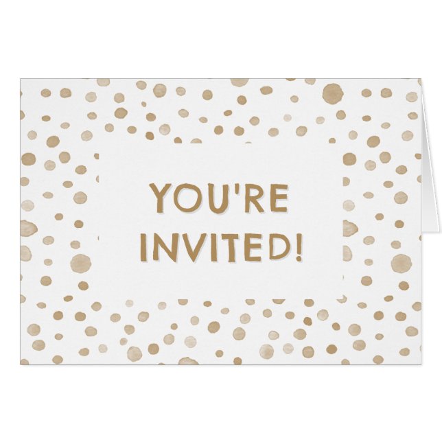 Fawn Confetti Wasserfarbe Dots Geburtstag Einladun (Vorderseite (Horizontal))