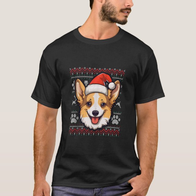 Fawn Corgi Weihnachtsmannmütze Weihnachten Funny D T-Shirt (Vorderseite)