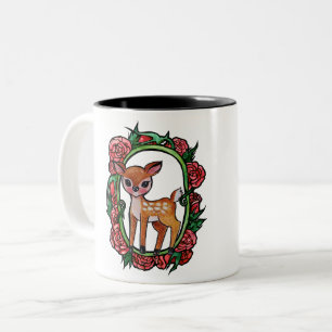 Fawn Deer Rote Rosen Zweifarbige Tasse