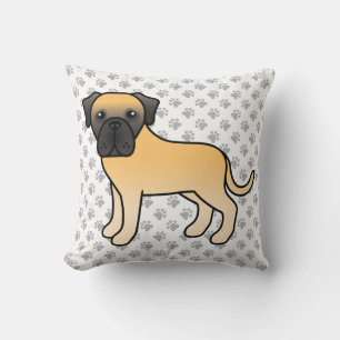 Fawn English Mastiff Niedlich Cartoon Dog & Paws Kissen