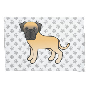 Fawn English Mastiff Niedlich Cartoon Dog & Paws Kissenbezug