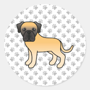 Fawn English Mastiff Niedlich Cartoon Dog Runder Aufkleber