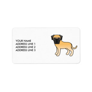 Fawn English Mastiff Niedlich Cartoon Dog & Text Adressaufkleber