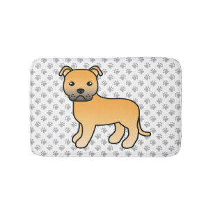 Fawn English Staffie Süßer Cartoon-Hund & Pfoten Badematte