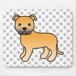 Fawn English Staffie Süßer Cartoon-Hund & Pfoten Mousepad