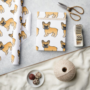 Fawn French Bulldog Niedlich Cartoon Dog Muster Geschenkpapier