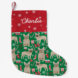 Fawn Frenchie Individuelle Name Hundeschlitten Kleiner Weihnachtsstrumpf