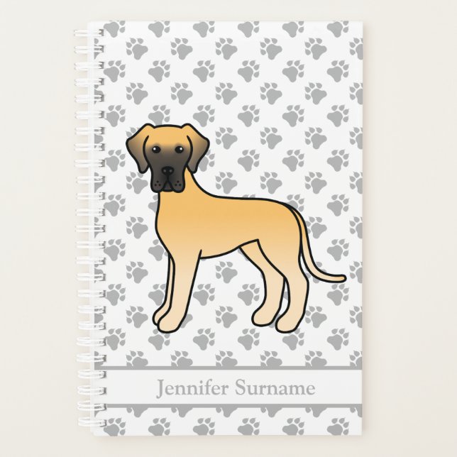 Fawn Great Dane Niedlich Cartoon Dog & Text Planer (Vorderseite)