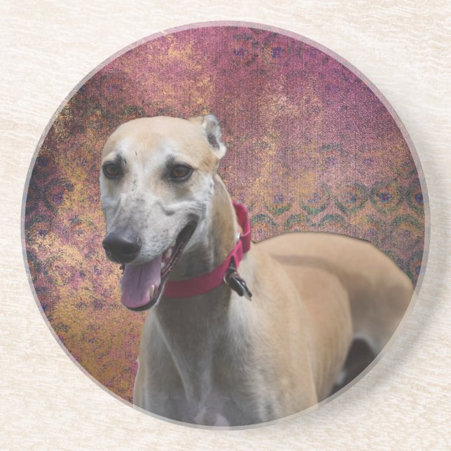 Fawn Greyhound Sandstone Untersetzer (Vorne)