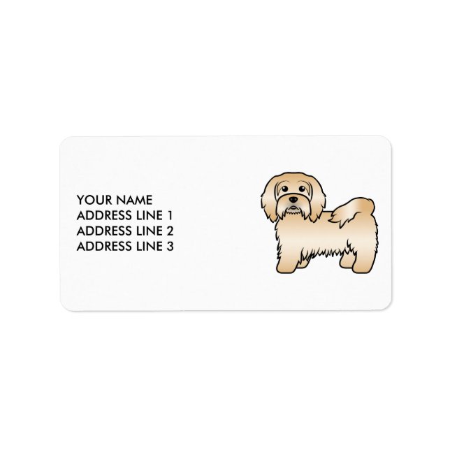 Fawn Havanese Niedlich Cartoon Dog & Custom Text Adressaufkleber (Vorne)