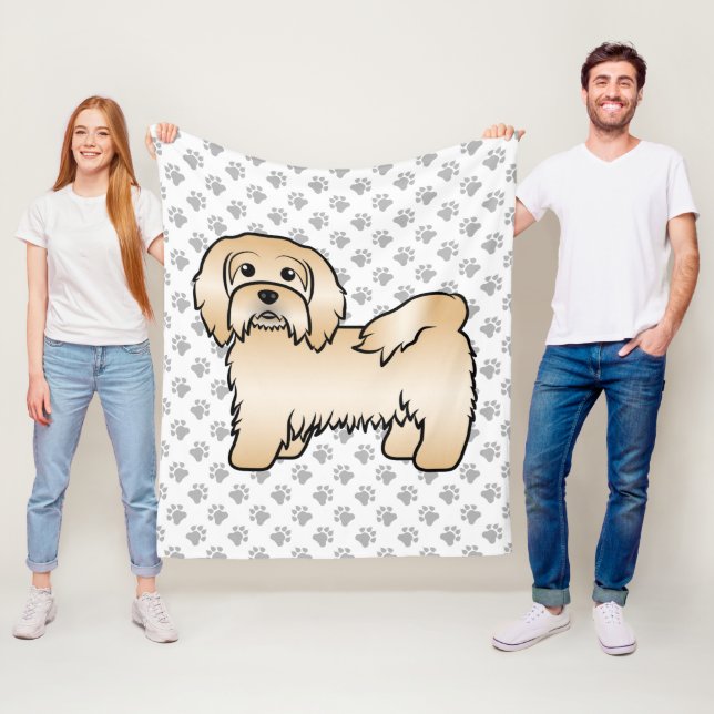 Fawn Havanese Niedlich Cartoon Dog Illustration Fleecedecke (Beispiel)