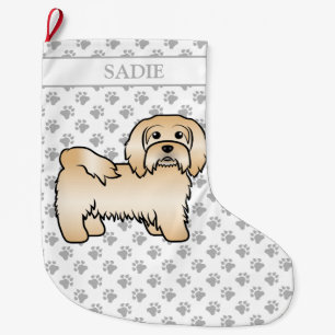 Fawn Havanese Niedlich Cartoon Dog Illustration &  Großer Weihnachtsstrumpf