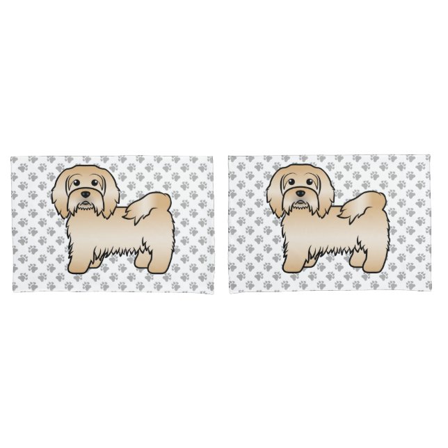 Fawn Havanese Niedlich Cartoon Dog Illustration Kissenbezug (Vorderseite-Set)