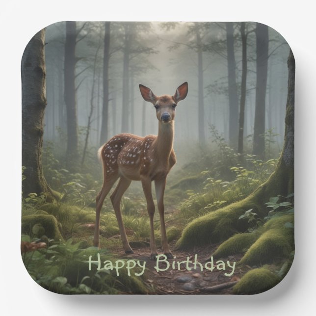Fawn in Forest Pappteller (Vorderseite)
