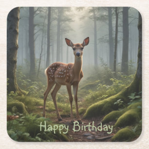 Fawn in Forest Rechteckiger Pappuntersetzer