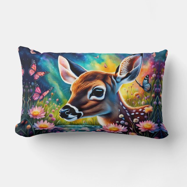 Fawn in Meadow Pond Lendenkissen (Vorderseite)