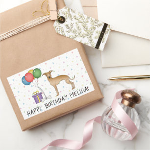 Fawn Italian Greyhound Niedlich Dog - Happy Birthd Rechteckiger Aufkleber