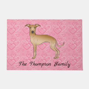 Fawn Italian Greyhound Niedlich Dog On Pink Hearts Fußmatte