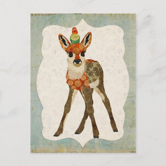 Fawn & Little Bird Postcard Postkarte (Vorderseite)