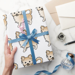 Fawn Long Coat Chihuahua Niedlich Dog Muster Geschenkpapier