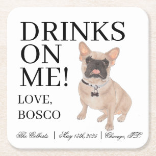 Fawn Masked Frenchie French Bulldog Wedding Rechteckiger Pappuntersetzer