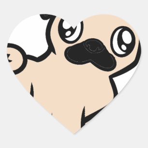 Fawn Mops Cartoon.png Herz-Aufkleber