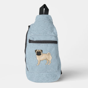 Fawn Mops Dog Canine Niedlicher Cartoon Illustrati Crossbody Bag