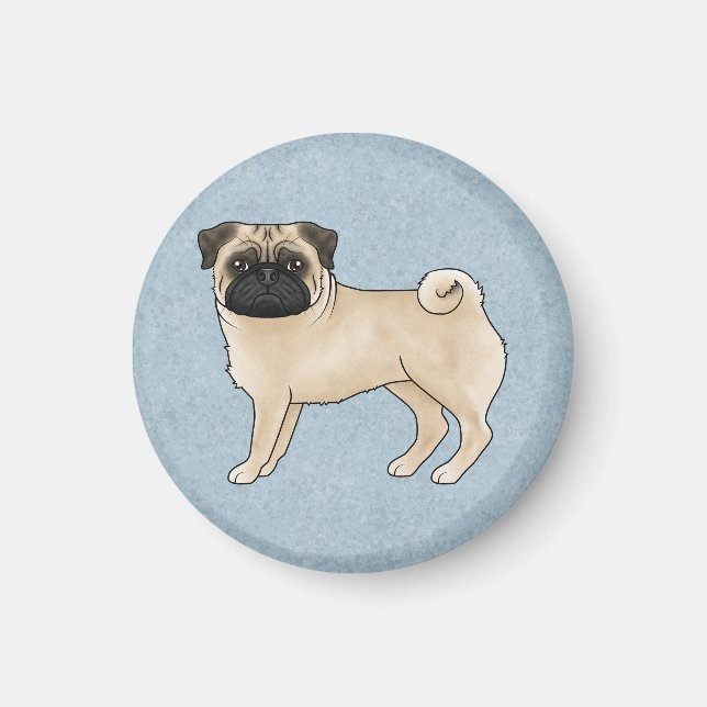 Fawn Mops Dog Canine Niedlicher Cartoon Illustrati Magnet (Vorne)