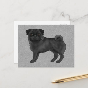 Fawn Mops Dog Canine Niedlicher Cartoon Illustrati Postkarte