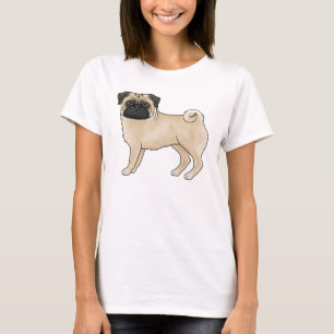 Fawn Mops Dog Canine Niedlicher Cartoon Illustrati T-Shirt